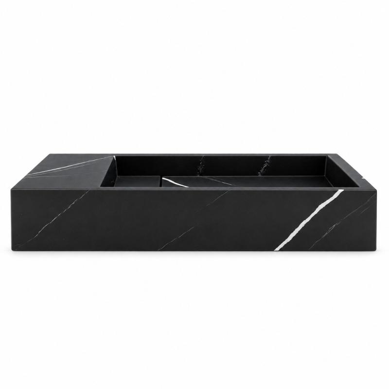 Solid-S Marble solid surface fontein B40xD22xH10cm marmer mat zwart 1208953898